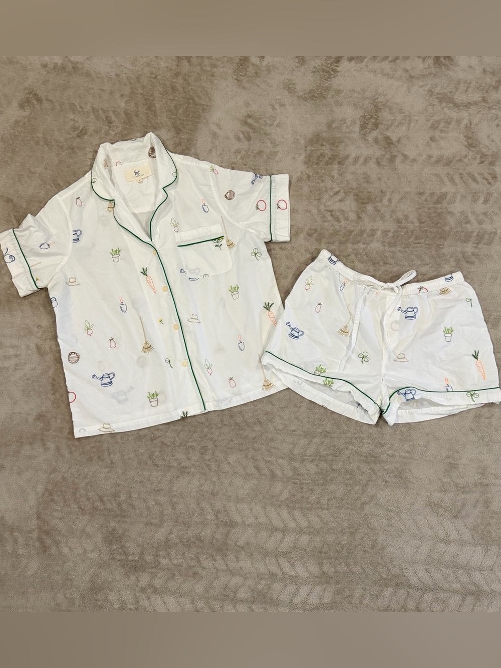Printfresh Gardening Embroidered Cotton Pajama Short Set Size M